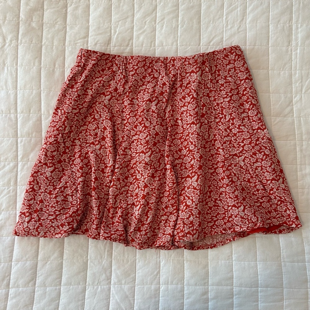 Floral Red and White Skirt